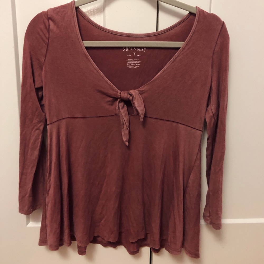 Pink American Eagle soft & sexy tie front shirt